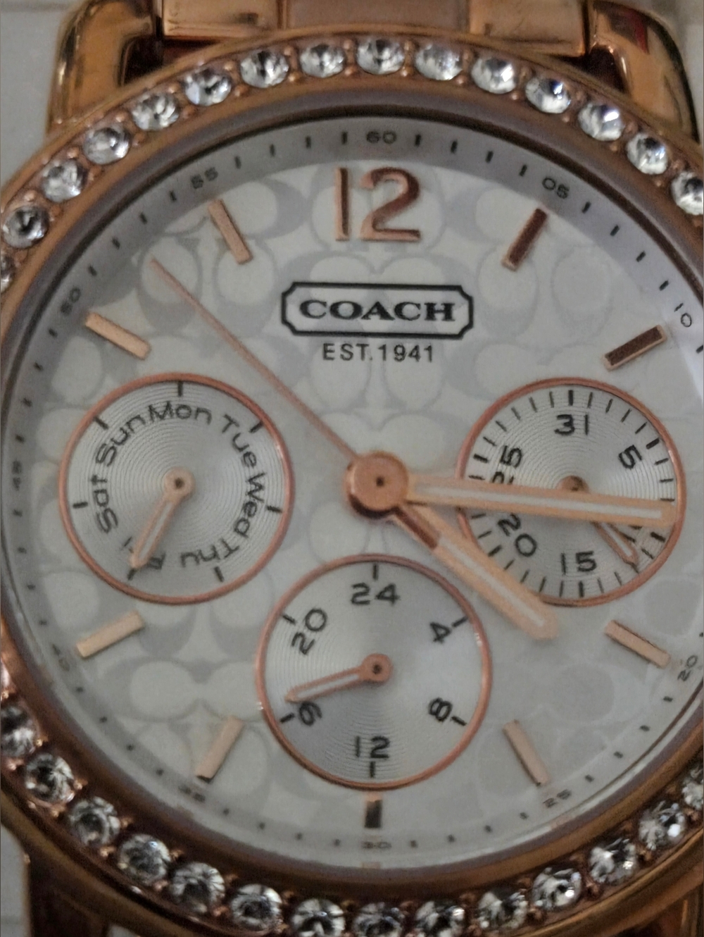 Coach Chelsea Rose Gold Chronograph Watch CA.75.7.34.0774S NWOT - Needs Battery - Picture 3 of 9